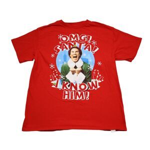 Elf Shirt Boys S Red Short Sleeve Crew Neck Graphic Print Cotton Casual Tee